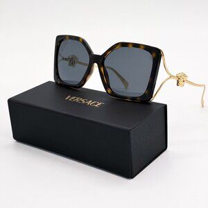 NEW VERSACE SUNGLASSES HAVANA GOLD WOMEN EYEWEAR VERSACE VE4502U 108/87